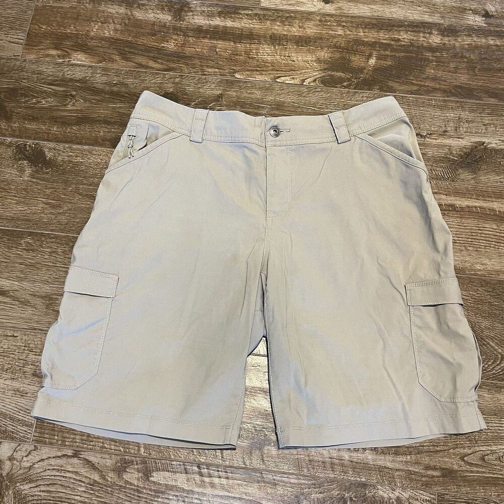 Duluth Trading Dry On The Fly Shorts Womens 14 Kacki Cargo Stretch 9.5” Gorpcore